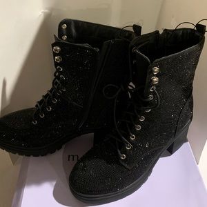 Pass Black 1200 Rhinestones on Boots Sparkly Bootie